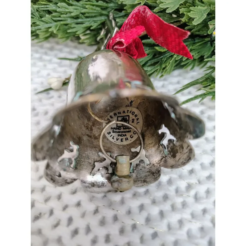 Silverplate Reindeer Bell Ornament – Christmas 1994